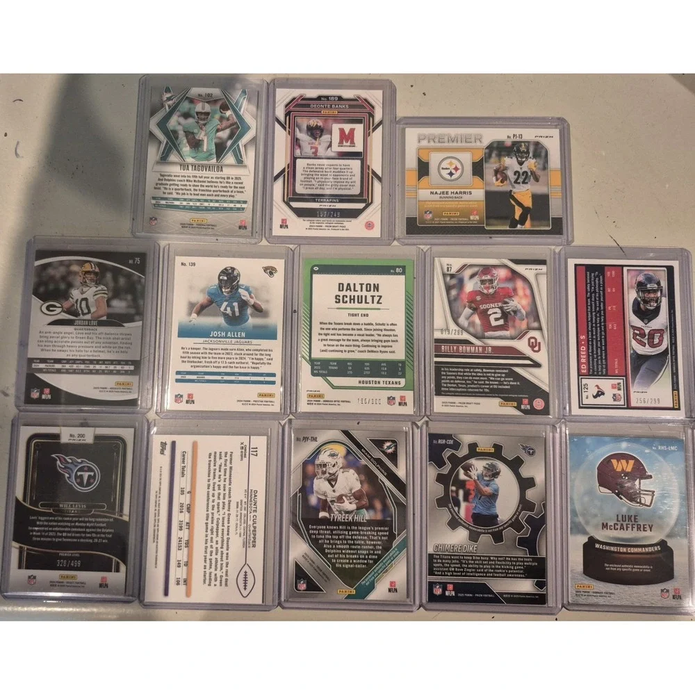 Football Card Lot All Numbered And Jersey Cards Love Hill Tagovailoa Schultz Etc
